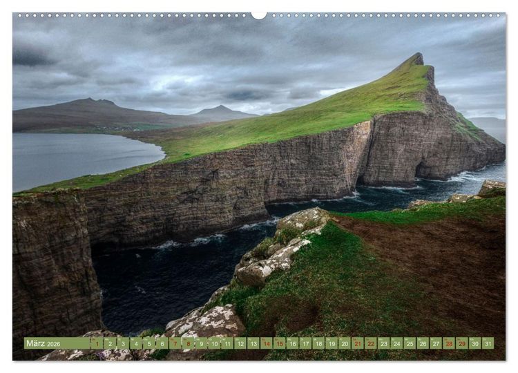 Produktbild: F&auml;r&ouml;er Inseln - Wo Schafe tanzen und die Natur im Winde fliegt (hochwertiger Premium Wandkalender 2026 DIN A2 quer), Kunstdruck in Hochglanz