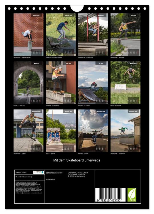 Produktbild: Mit dem Skateboard unterwegs (Wandkalender 2026 DIN A4 hoch), CALVENDO Monatskalender