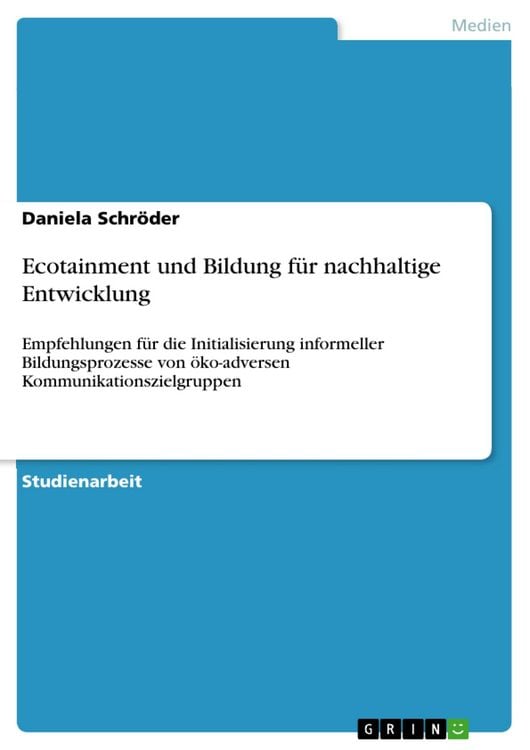 Produktbild: Ecotainment und Bildung f&uuml;r nachhaltige Entwicklung