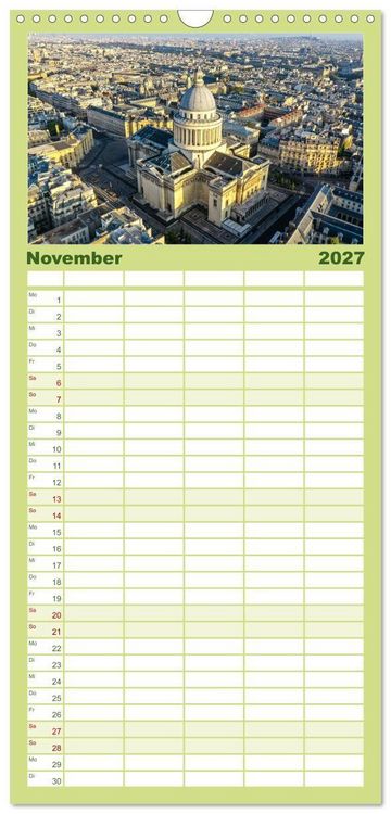 Produktbild: Familienplaner 2027 - Bonjour Paris mit 5 Spalten (Wandkalender, 21 x 45 cm) CALVENDO
