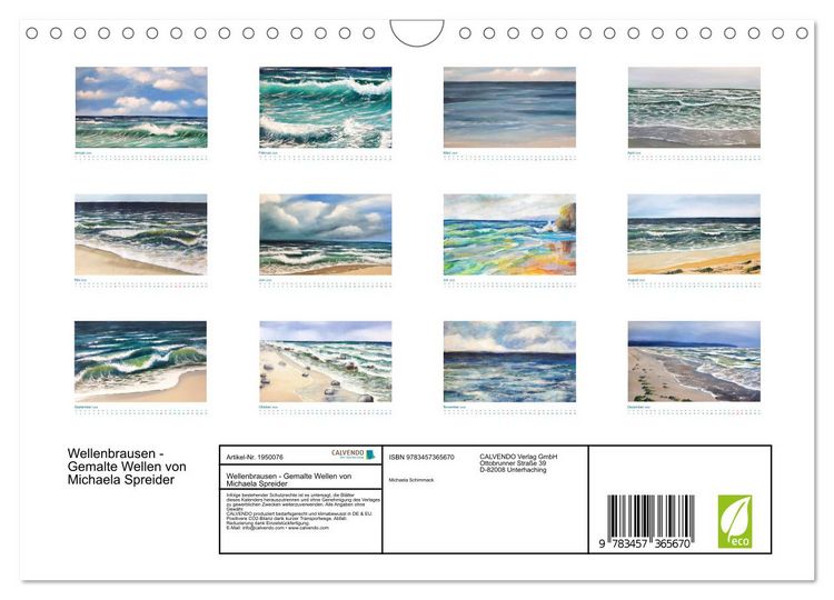 Produktbild: Wellenbrausen - Gemalte Wellen von Michaela Spreider (Wandkalender 2026 DIN A4 quer), CALVENDO Monatskalender