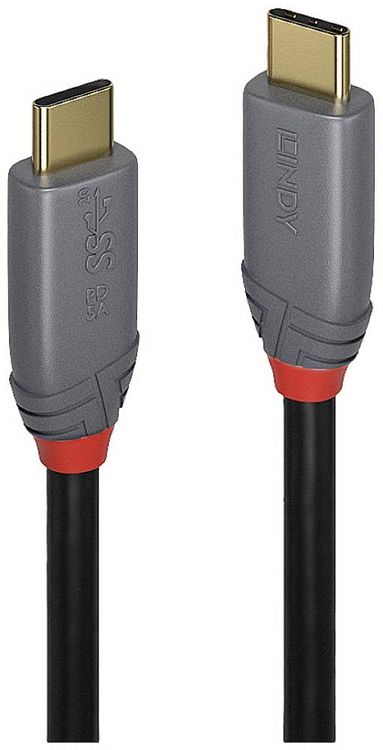 Produktbild: LINDY USB-Kabel USB 3.2 Gen2x2 USB-C&reg; Stecker, USB-C&reg; Stecker 1.50m Schwarz, Grau 36902