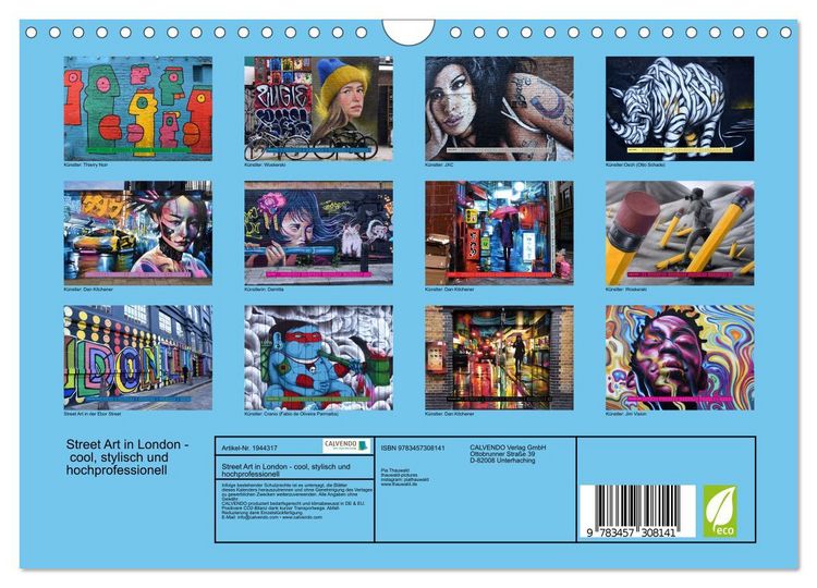 Produktbild: Street Art in London - cool, stylisch und hochprofessionell (Wandkalender 2026 DIN A4 quer), CALVENDO Monatskalender
