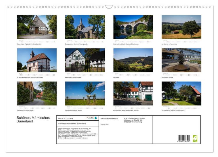 Produktbild: Sch&ouml;nes M&auml;rkisches Sauerland (Wandkalender 2026 DIN A2 quer), CALVENDO Monatskalender