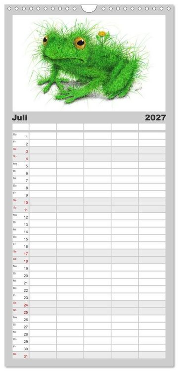 Produktbild: Familienplaner 2027 - TIERONISCH mit 5 Spalten (Wandkalender, 21 x 45 cm) CALVENDO