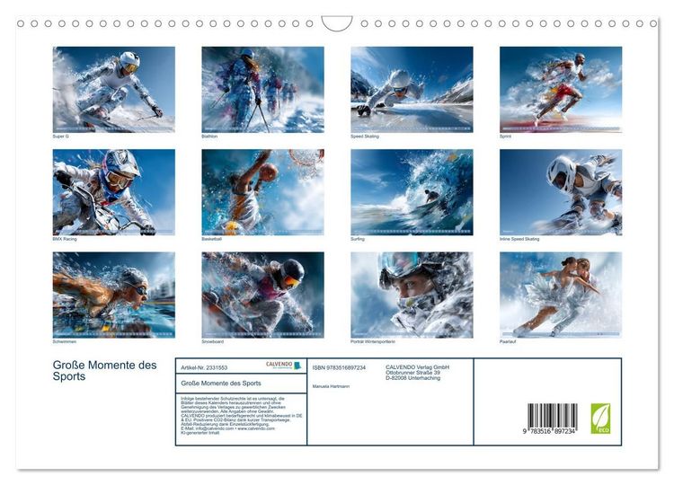 Produktbild: Gro&szlig;e Momente des Sports (Wandkalender 2027 DIN A3 quer), CALVENDO Monatskalender