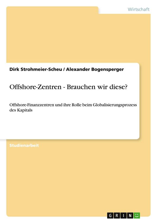 Produktbild: Offshore-Zentren - Brauchen wir diese?