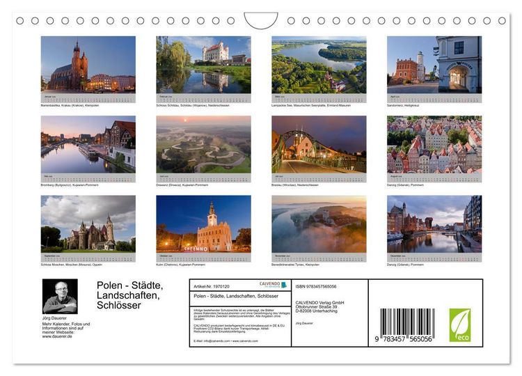 Produktbild: Polen - St&auml;dte, Landschaften, Schl&ouml;sser (Wandkalender 2026 DIN A4 quer), CALVENDO Monatskalender