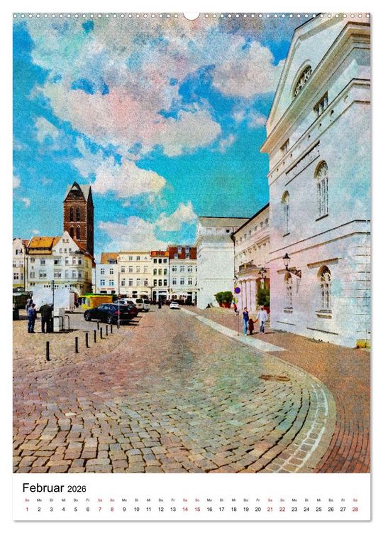 Produktbild: Hansestadt Wismar - Aquarellansichten der Perle des Nordens (Wandkalender 2026 DIN A2 hoch), CALVENDO Monatskalender