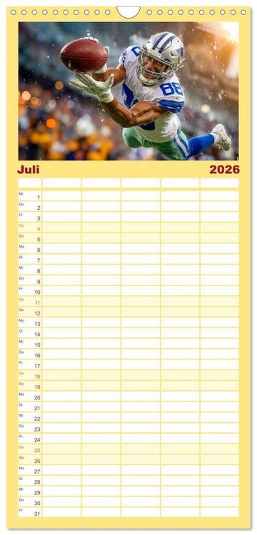Produktbild: Familienplaner 2026 - American Football - Touchdown durchs Jahr mit 5 Spalten (Wandkalender, 21 x 45 cm) CALVENDO