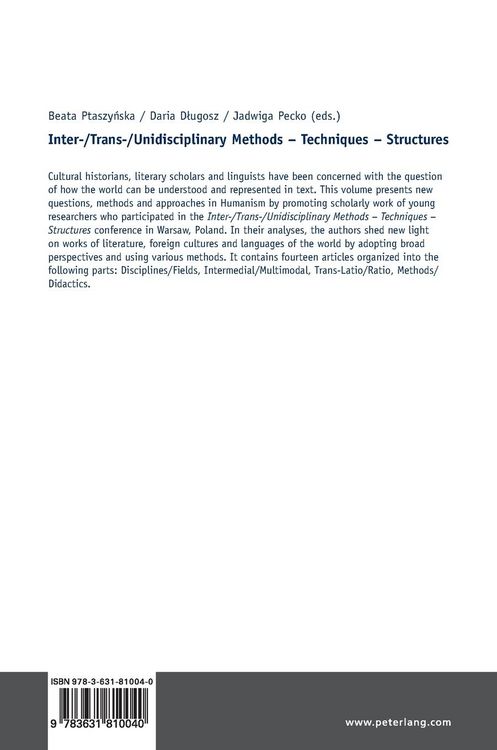 Produktbild: Inter-/Trans-/Unidisciplinary Methods &ndash; Techniques &ndash; Structures