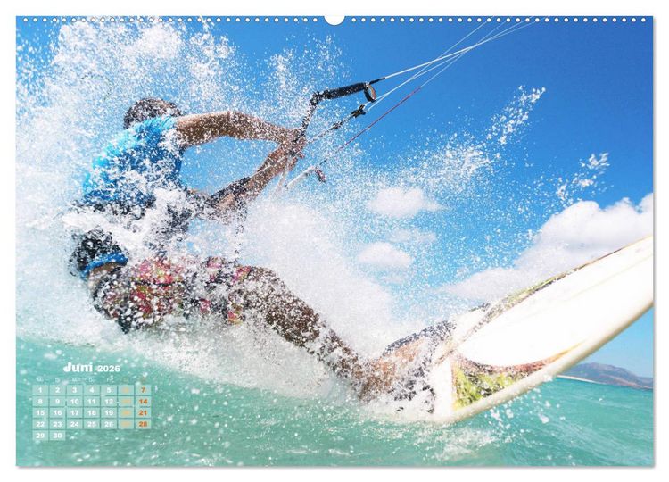 Produktbild: Kitesurfen: Mit Drachen am Meer (Wandkalender 2026 DIN A2 quer), CALVENDO Monatskalender