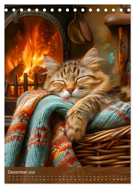 Produktbild: Kuschelkatzen - Fellnasen im Schlummerland (Tischkalender 2026 DIN A5 hoch), CALVENDO Monatskalender