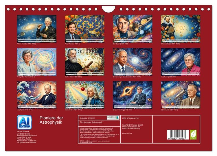 Produktbild: Pioniere der Astrophysik (Wandkalender 2027 DIN A4 quer), CALVENDO Monatskalender