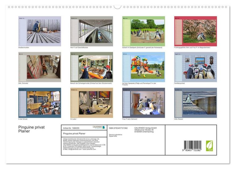 Produktbild: Pinguine privat Planer (hochwertiger Premium Wandkalender 2026 DIN A2 quer), Kunstdruck in Hochglanz