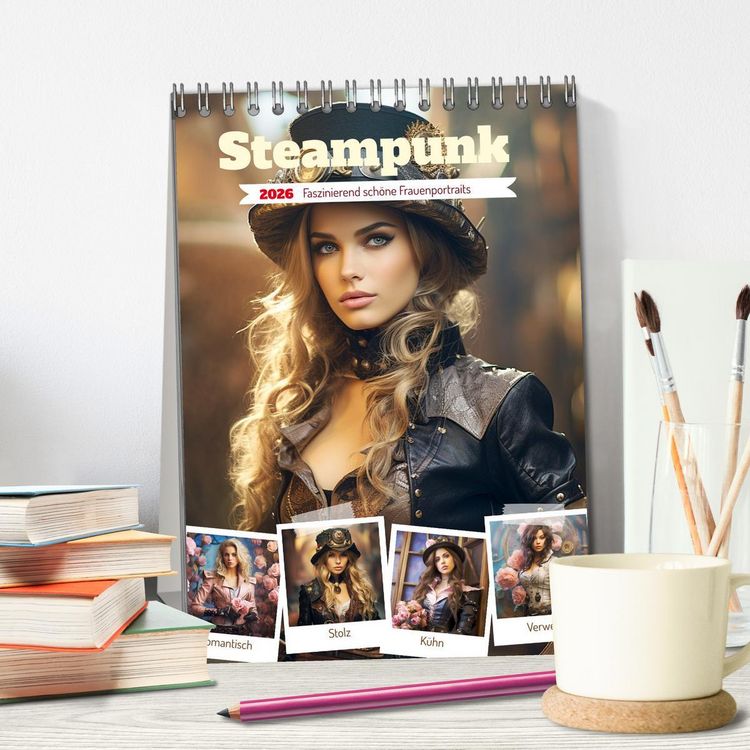 Produktbild: Steampunk. Faszinierend sch&ouml;ne Frauenportraits (Tischkalender 2026 DIN A5 hoch), CALVENDO Monatskalender