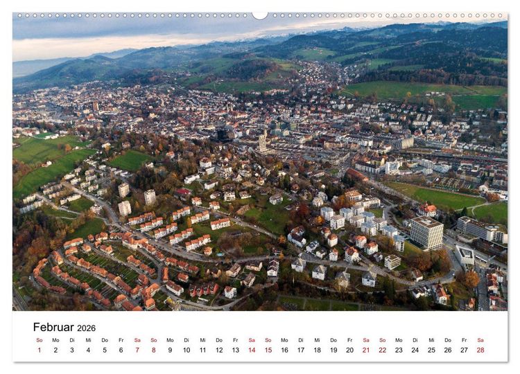 Produktbild: Luftbildkalender St. Gallen 2026 (hochwertiger Premium Wandkalender 2026 DIN A2 quer), Kunstdruck in Hochglanz