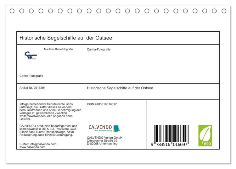 Produktbild: Historische Segelschiffe auf der Ostsee (Tischkalender 2026 DIN A5 quer), CALVENDO Monatskalender