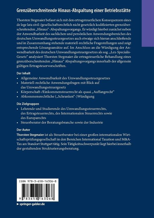 Produktbild: Grenz&uuml;berschreitende Hinaus-Abspaltung einer Betriebsst&auml;tte