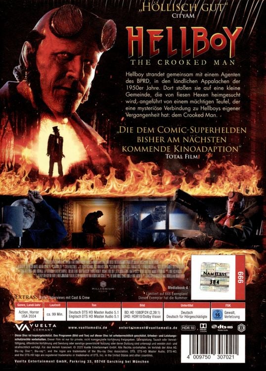 Produktbild: Hellboy: The Crooked Man - Limitiertes Mediabook - Cover A (Nur 666 St&uuml;ck, durchnummeriert) (4K Ultra HD+Blu-ray)