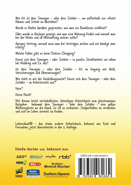 Produktbild: Lebensdoof&reg; - Das Arbeitsbuch als praktischer Lebenskompass: Finanzen, Recht und Alltagstipps von der Steuererkl&auml;rung &uuml;ber Arbeitsrecht, Mietrecht sowie Haushaltsf&uuml;hrung