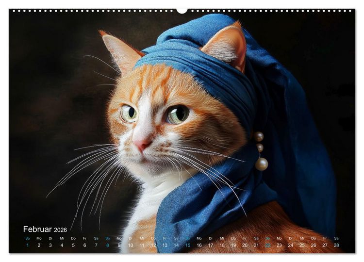 Produktbild: Katzenkunstwerke (hochwertiger Premium Wandkalender 2026 DIN A2 quer), Kunstdruck in Hochglanz