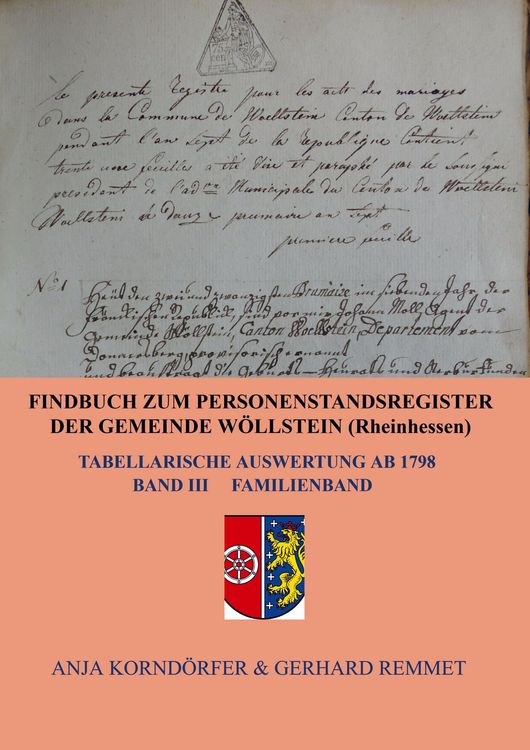 Produktbild: Findbuch zum Personenstandsregister der Gemeinde W&ouml;llstein/ Rheinhessen