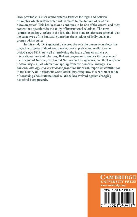 Produktbild: The Domestic Analogy and World Order Proposals