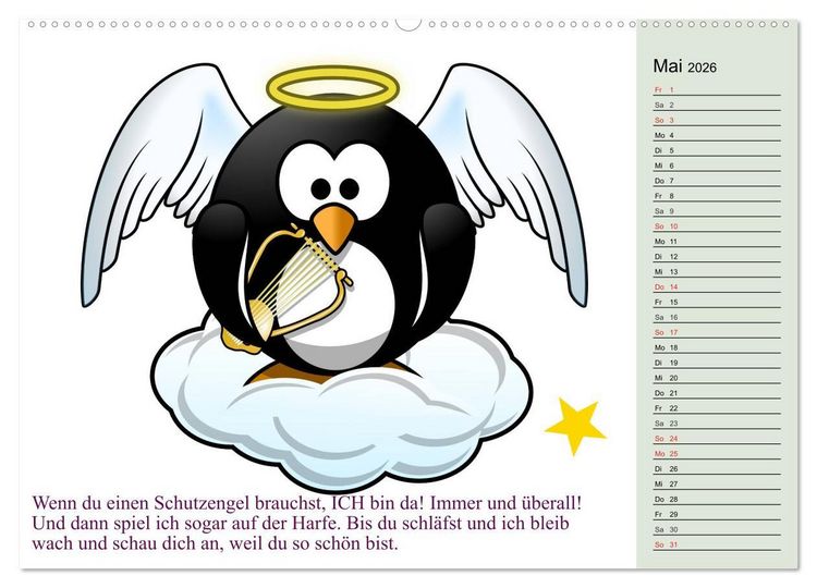 Produktbild: Pinguin-Elfe (Wandkalender 2026 DIN A2 quer), CALVENDO Monatskalender