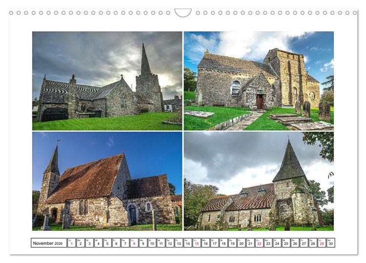 Produktbild: Trutzig und Wehrhaft - Englands Kirchen (Wandkalender 2026 DIN A3 quer), CALVENDO Monatskalender