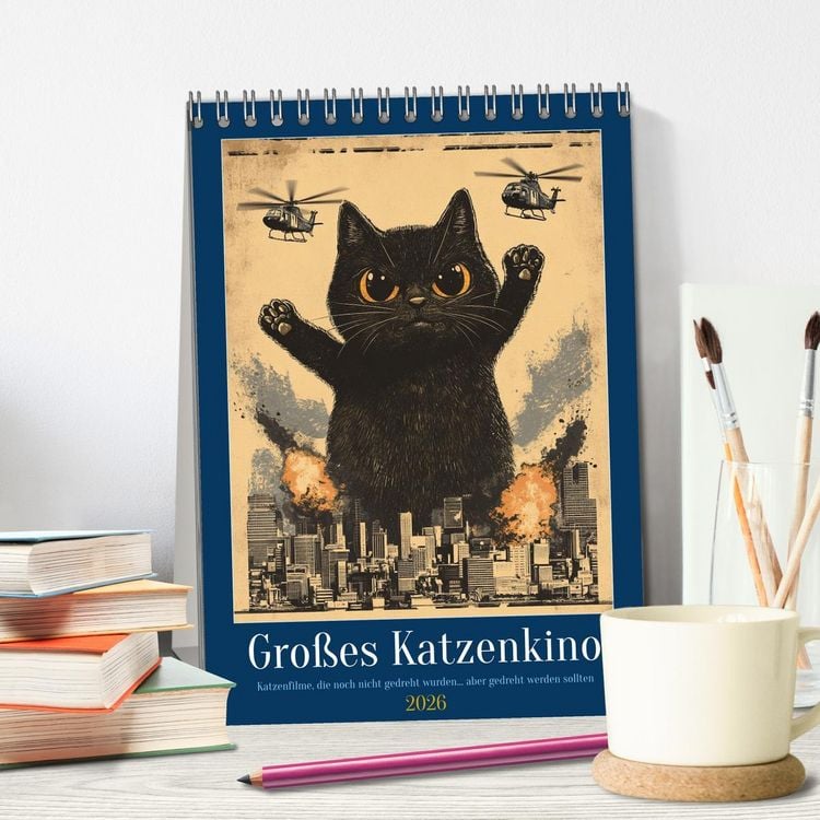 Produktbild: Gro&szlig;es Katzenkino (Tischkalender 2026 DIN A5 hoch), CALVENDO Monatskalender