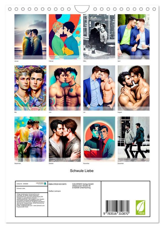 Produktbild: Schwule Liebe (Wandkalender 2026 DIN A4 hoch), CALVENDO Monatskalender
