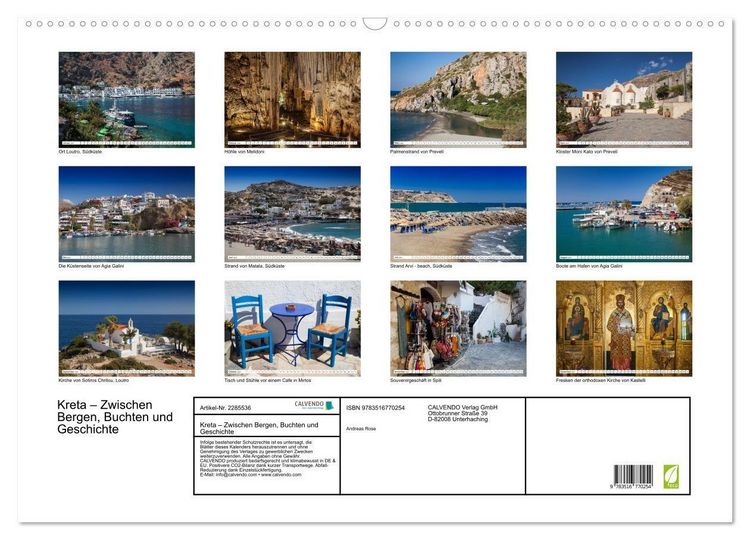 Produktbild: Kreta &ndash; Zwischen Bergen, Buchten und Geschichte (Wandkalender 2027 DIN A2 quer), CALVENDO Monatskalender