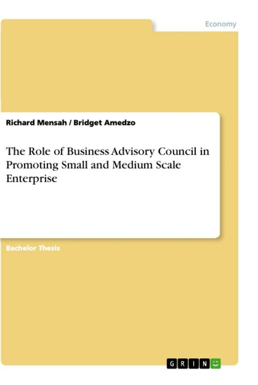 Produktbild: The Role of Business Advisory Council in Promoting Small and Medium Scale Enterprise