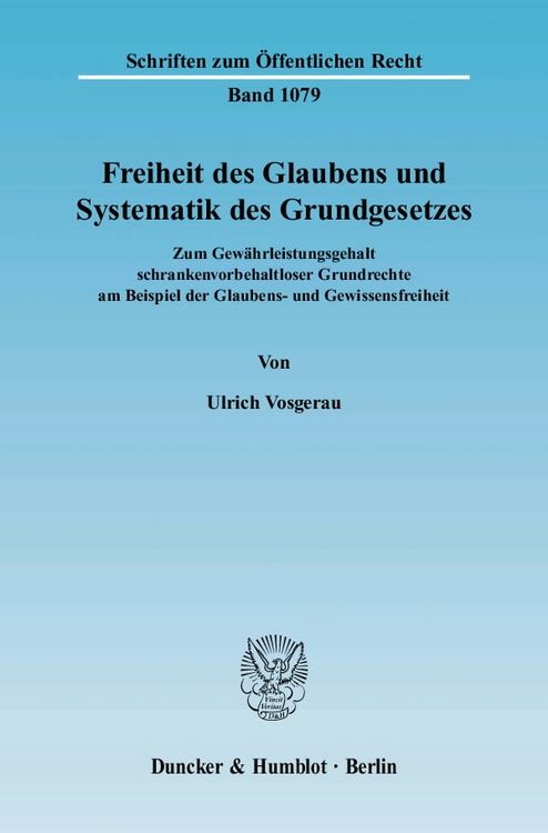 Produktbild: Freiheit des Glaubens und Systematik des Grundgesetzes.