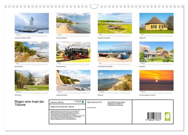 Produktbild: R&uuml;gen eine Insel der Tr&auml;ume (Wandkalender 2027 DIN A3 quer), CALVENDO Monatskalender