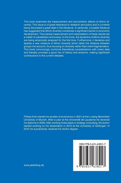 Produktbild: New Approaches to the Dynamics, Measurement and Economic Implications of Ethnic Diversity