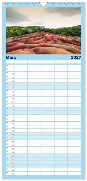 Produktbild: Familienplaner 2027 - Mauritius - Perle im Indischen Ozean mit 5 Spalten (Wandkalender, 21 x 45 cm) CALVENDO