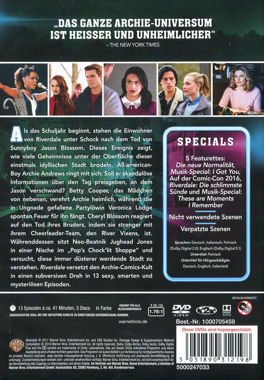 Produktbild: Riverdale - Die komplette 1. Staffel [3 DVDs]