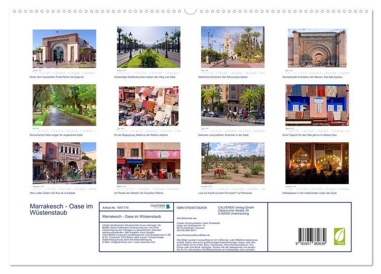 Produktbild: Marrakesch - Oase im W&uuml;stenstaub (hochwertiger Premium Wandkalender 2026 DIN A2 quer), Kunstdruck in Hochglanz