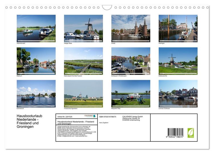 Produktbild: Hausbooturlaub Niederlande - Friesland und Groningen (Wandkalender 2027 DIN A3 quer), CALVENDO Monatskalender