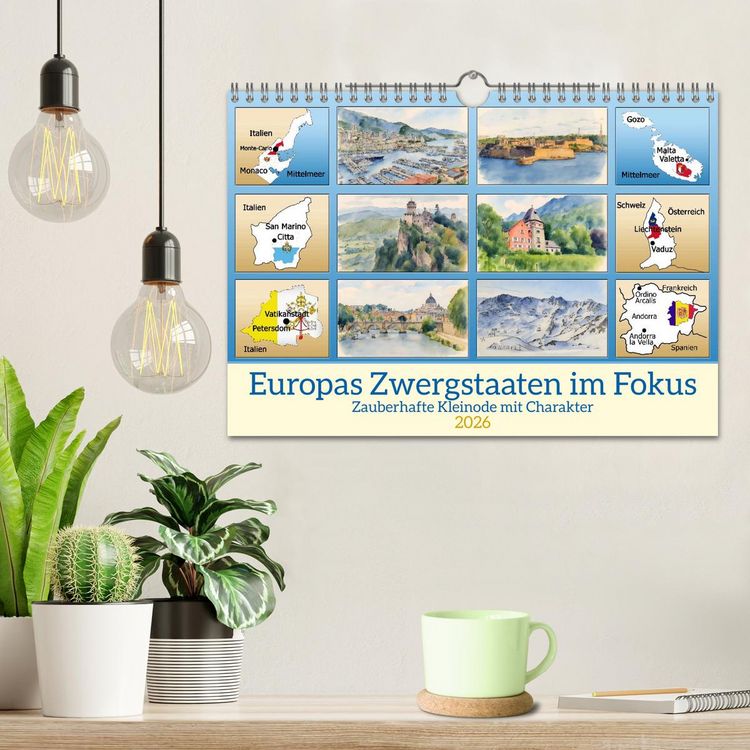 Produktbild: Europas Zwergstaaten im Fokus (Wandkalender 2026 DIN A4 quer), CALVENDO Monatskalender