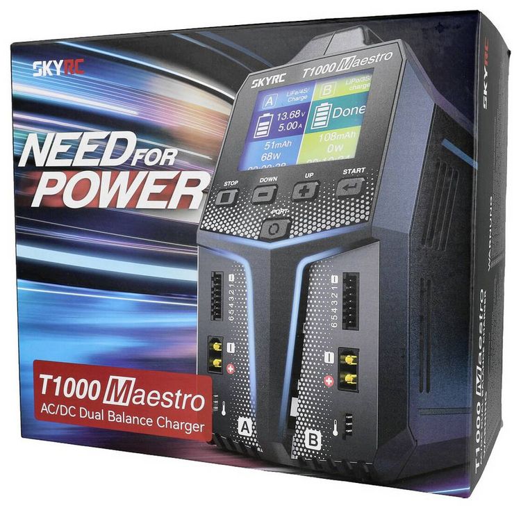 Produktbild: SKYRC T1000 AC/DC Modellbau-Ladeger&auml;t 20A Blei, LiFePO, LiHV, LiIon, LiPo, NiCd, NiMH