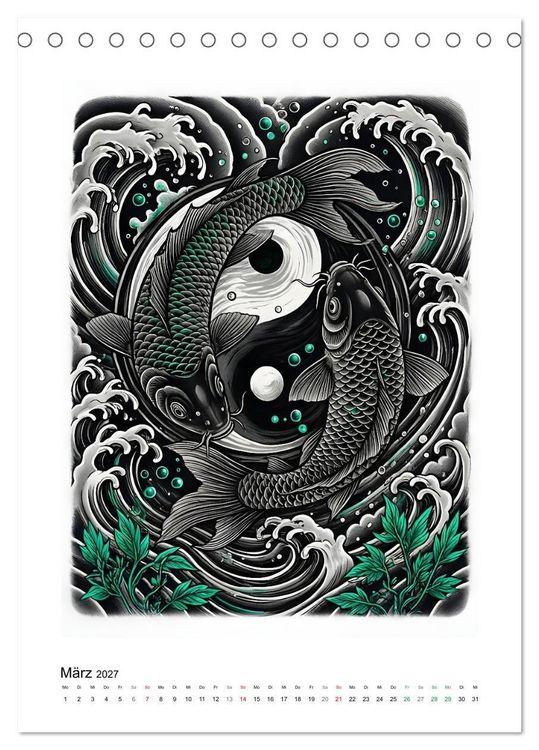 Produktbild: Irezumi - Japans Seele in zwei Farben (Tischkalender 2027 DIN A5 hoch), CALVENDO Monatskalender
