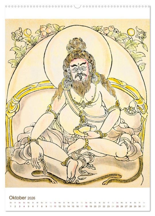 Produktbild: Mit Buddha durchs Jahr: historische Zeichnungen (Wandkalender 2026 DIN A2 hoch), CALVENDO Monatskalender
