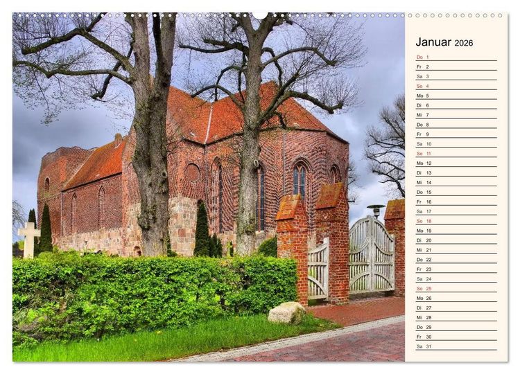 Produktbild: Kirchen in Ostfriesland (hochwertiger Premium Wandkalender 2026 DIN A2 quer), Kunstdruck in Hochglanz