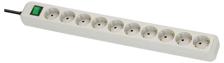 Produktbild: Brennenstuhl 1159350010 Steckdosenleiste mit Schalter 10fach Lichtgrau Schutzkontakt 1 St.