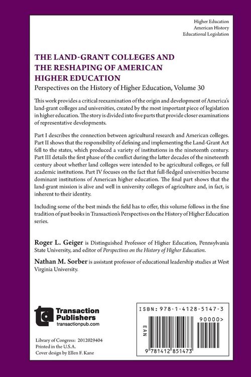 Produktbild: The Land-Grant Colleges and the Reshaping of American Higher Education