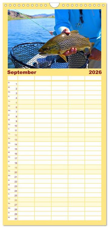 Produktbild: Familienplaner 2026 - Anglergl&uuml;ck - den Fisch am Haken mit 5 Spalten (Wandkalender, 21 x 45 cm) CALVENDO