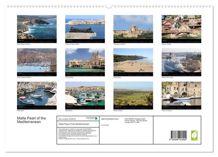 Produktbild: Malta Pearl of the Mediterranean (High Quality Premium Wall Calendar 2027 DIN A2 landscape),CALVENDO 12 Month Wall Calendar